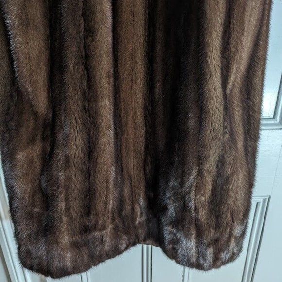 Women's Vintage John Pappas Brown Mink Fur Coat with Fox Trim Size Large - Picture 8 of 8